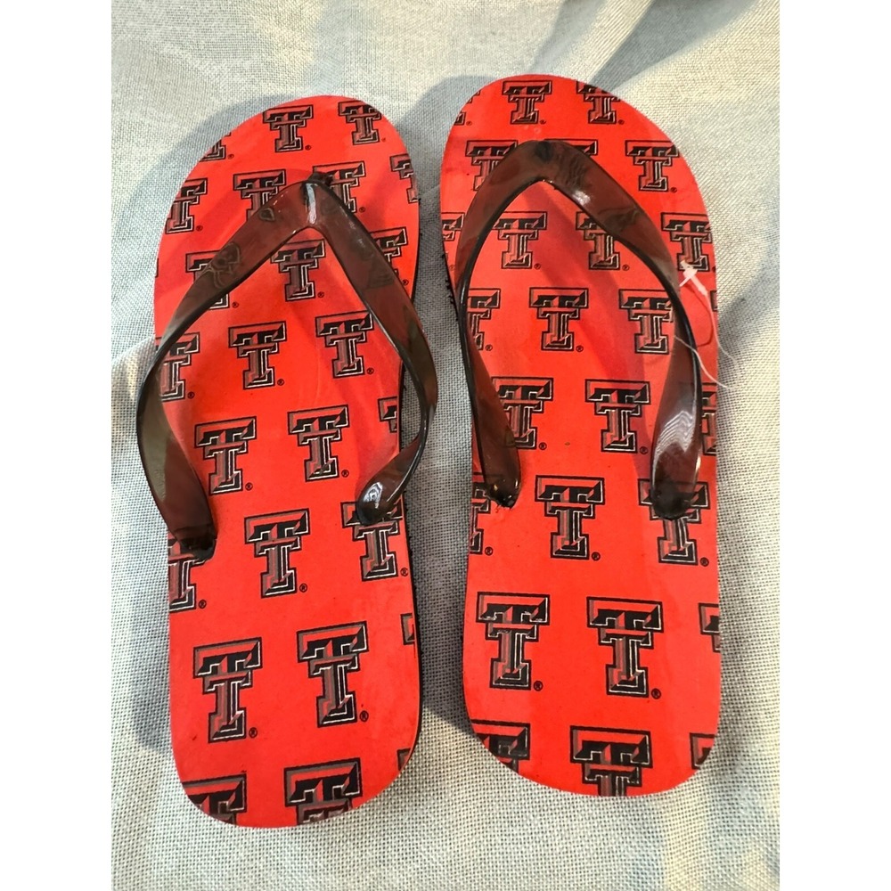 Texas Tech Red‎ Raiders Flip Flops Game Day Gear Fan Wear Shoes Size 11